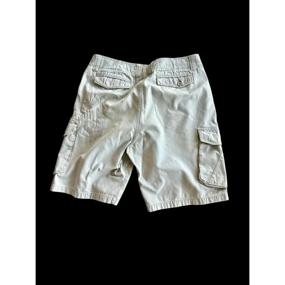 Vintage‎ Y2K Tapout Shorts Cargo Sz 36 Khaki Embroidered Logo Side MMA 2000's
